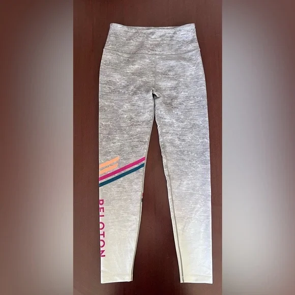 Peloton Gray Leggings with Colorful Stripes - Picture 2 of 5